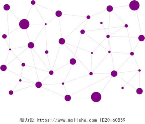 紫色数据连接点网络节点素材